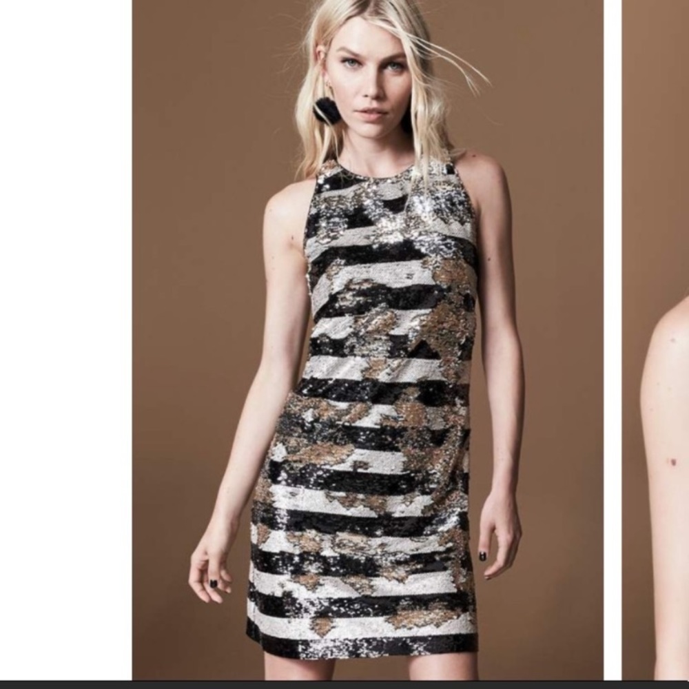 Eliza J. Reversible Stripe Sequin Shift Dress Size 6